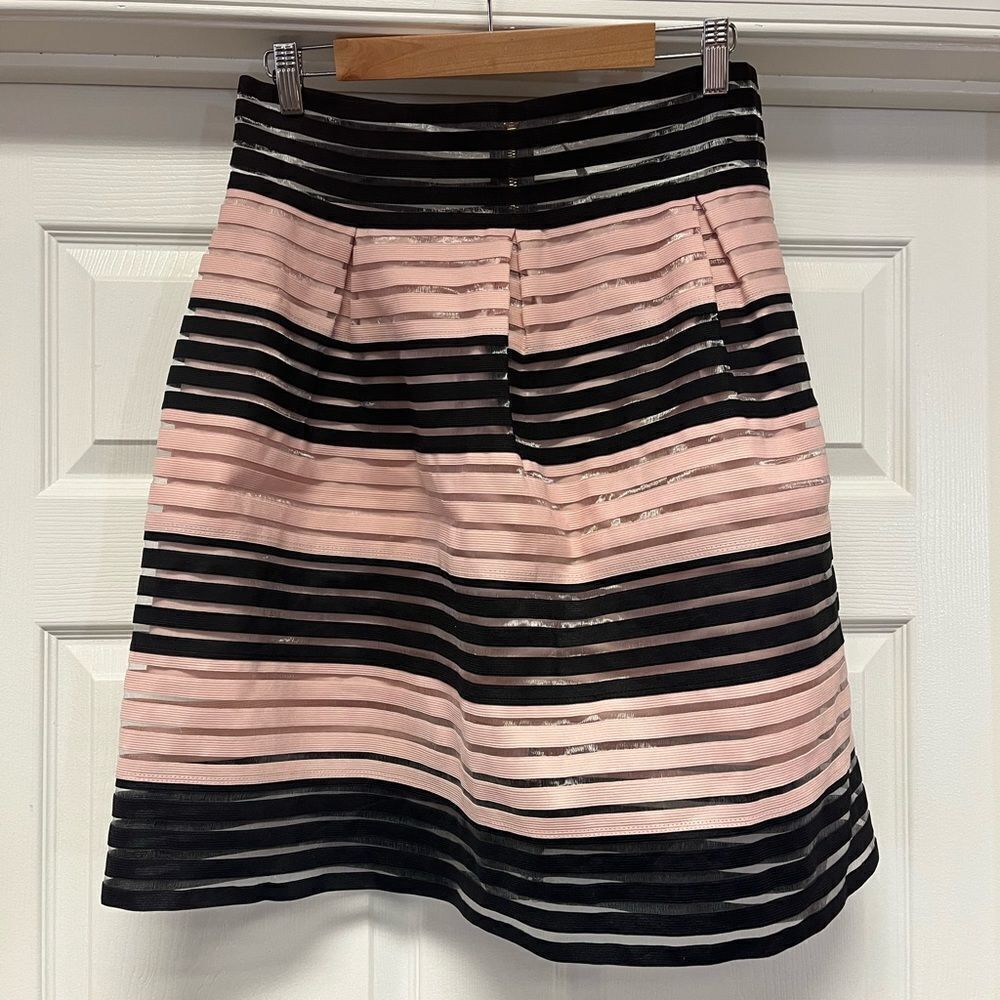 Touch Me Black Pink & Mesh Stripe Full Bandage Skirt sz 1X EUC